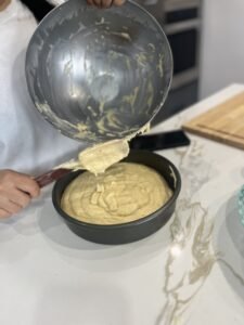 Pouring into baking dish