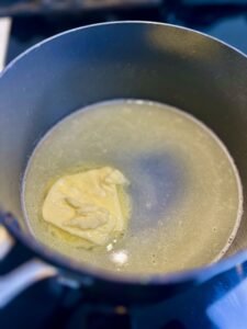 Butter melting in the hot water