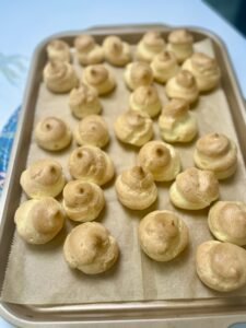 Choux Pastry on the tray.
