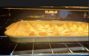 Pastry inside the oven and ready to bake.